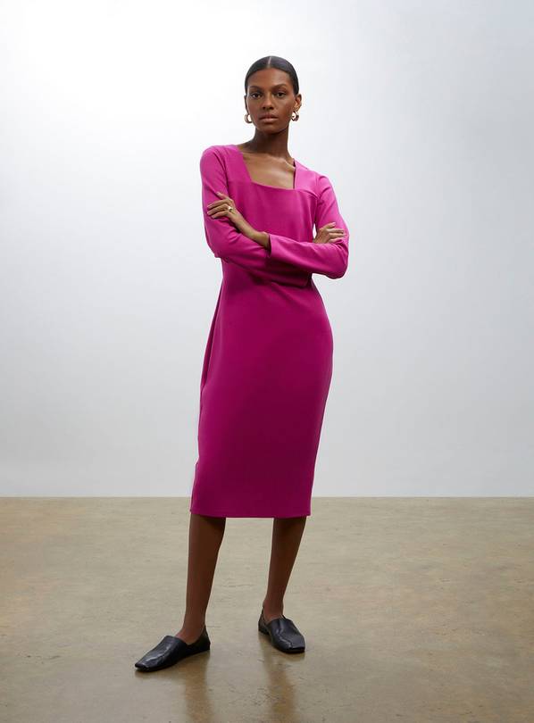 FINERY Fuchsia Pink Glain Ponte Jersey Dress 8